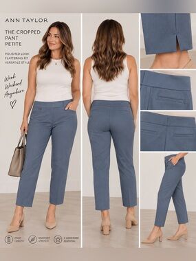 Ann Taylor factory petite Slate Blue Cropped Pants 6P